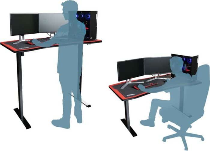 Gaming Desk D16E Carbon Red 1600x800 - electric height adjustment