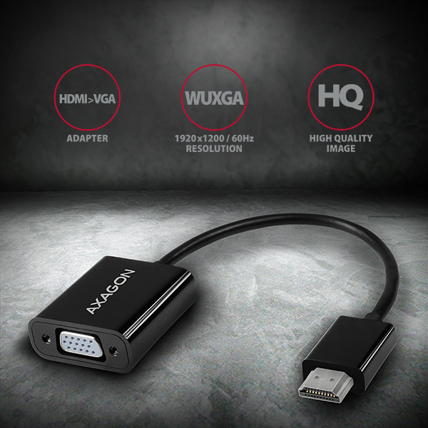 AXAGON RVH-VGN, HDMI to VGA Reduction / Adapter, WUXGA - schwarz