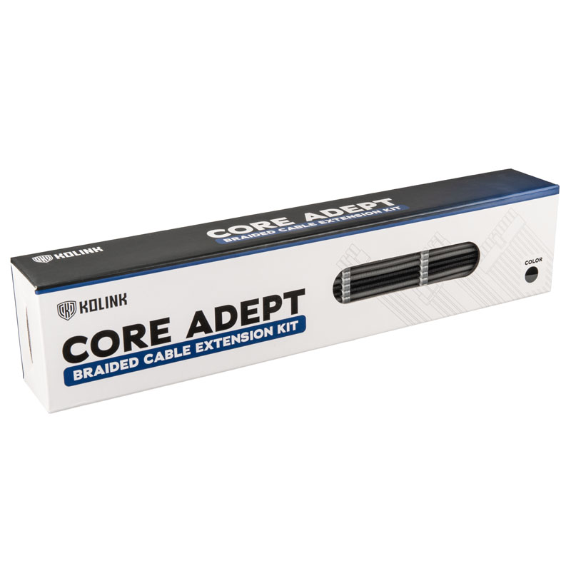 Kolink Core Adept Braided Cable Extension Kit - Black/Grey