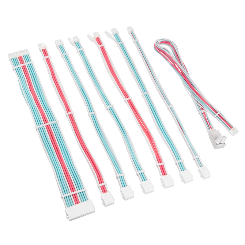 " Kolink Core Pro Braided Cable Extension Kit 12V-2x6 Type 2 - White/Neon Blue/ Pink