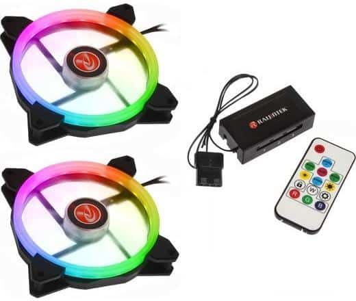Raijintek IRIS 14 Rainbow RGB LED-Fan, 2pcs Set incl. Controller