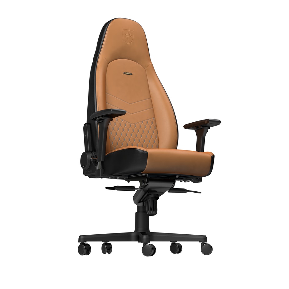 noblechairs ICON Top Grain Leather Gaming Chair - Cognac/Black/Gunmetal
