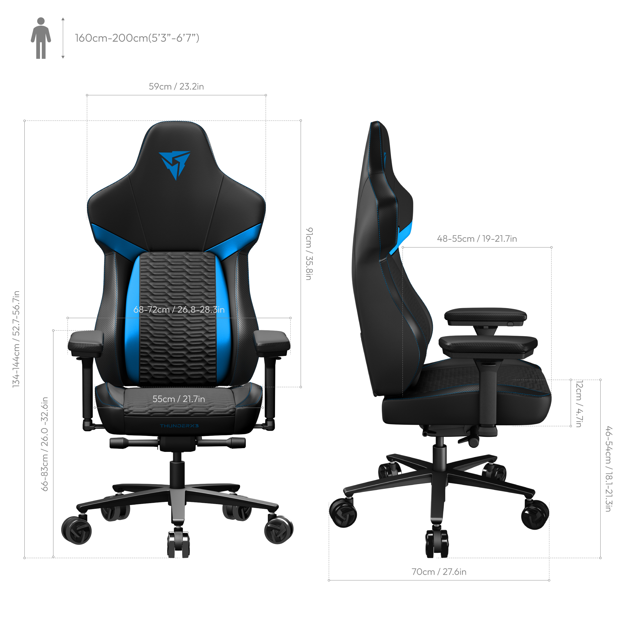 ThunderX3 CORE-Racer Gaming chair, bue