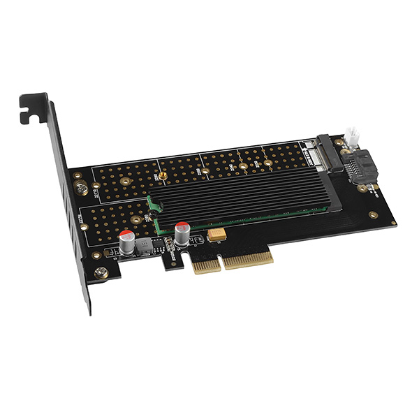 AXAGON PCEM2-D PCIe-3.0-Adapter, 1x M.2-NVMe, 1x M.2-SATA, to 22110 - passive Cooling