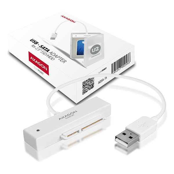 HDD/SSD Adapter Axagon ADSA-1S USB 2.0 - 2.5" HDD SATA fehér + Ház