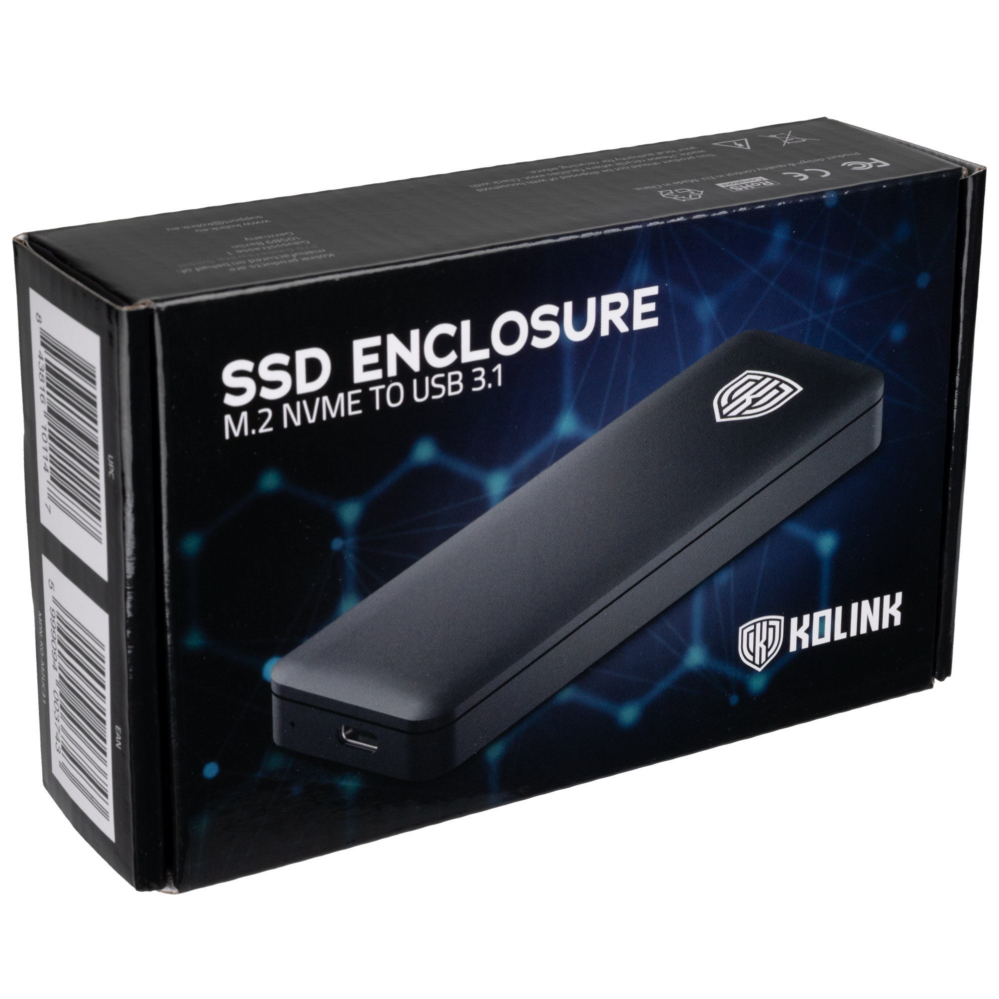 SSD enclosure Kolink M.2 NVMe USB 3.1 Type C Black