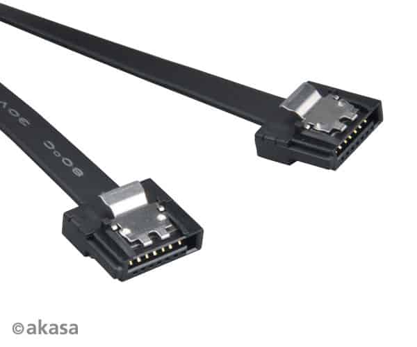 Akasa AK-CBSA05-50BK Super slim SATA rev 3.0 data cable with securing latches - 50cm, Black