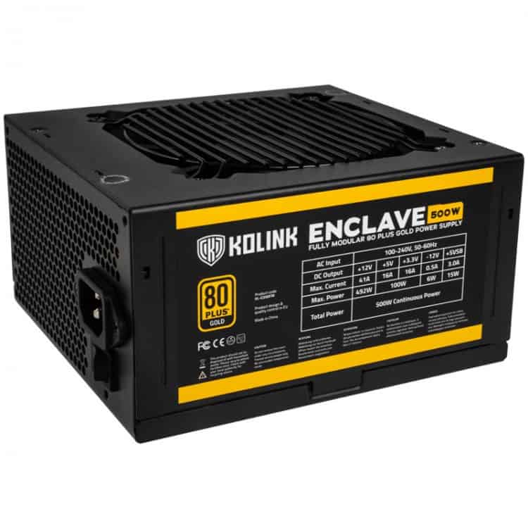 Kolink Enclave 500W 12cm ATX BOX 80+ Gold Modulár