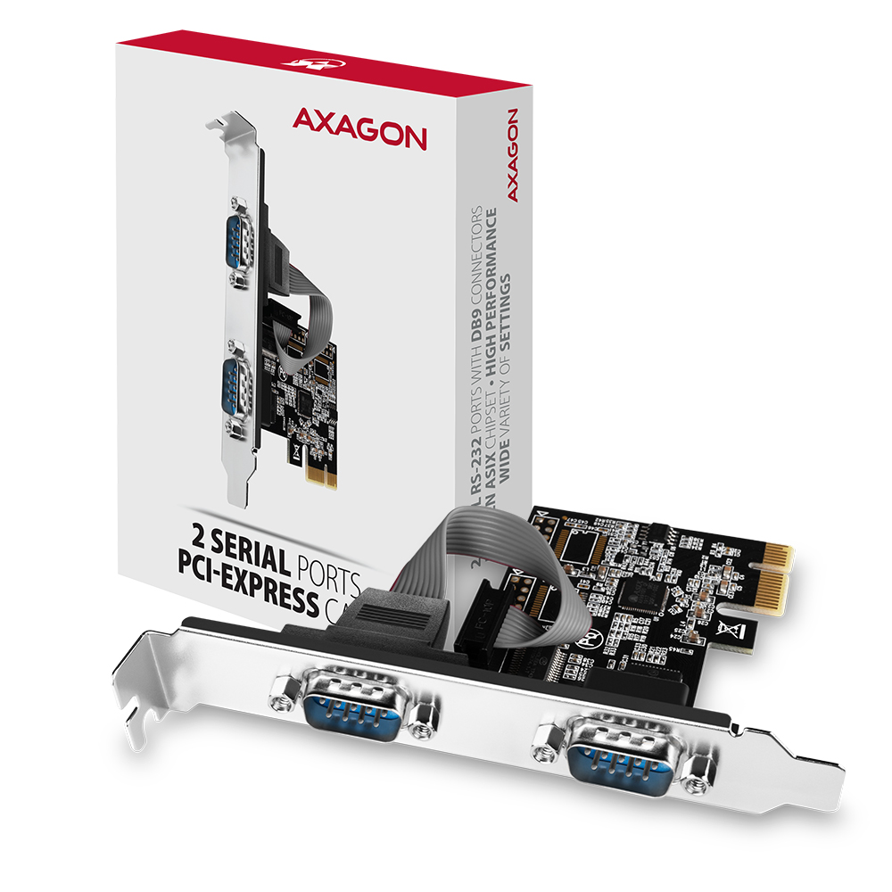 Bővítő kártya PCI-E x1 Axagon 2x DB9 Serial + LP hátlap