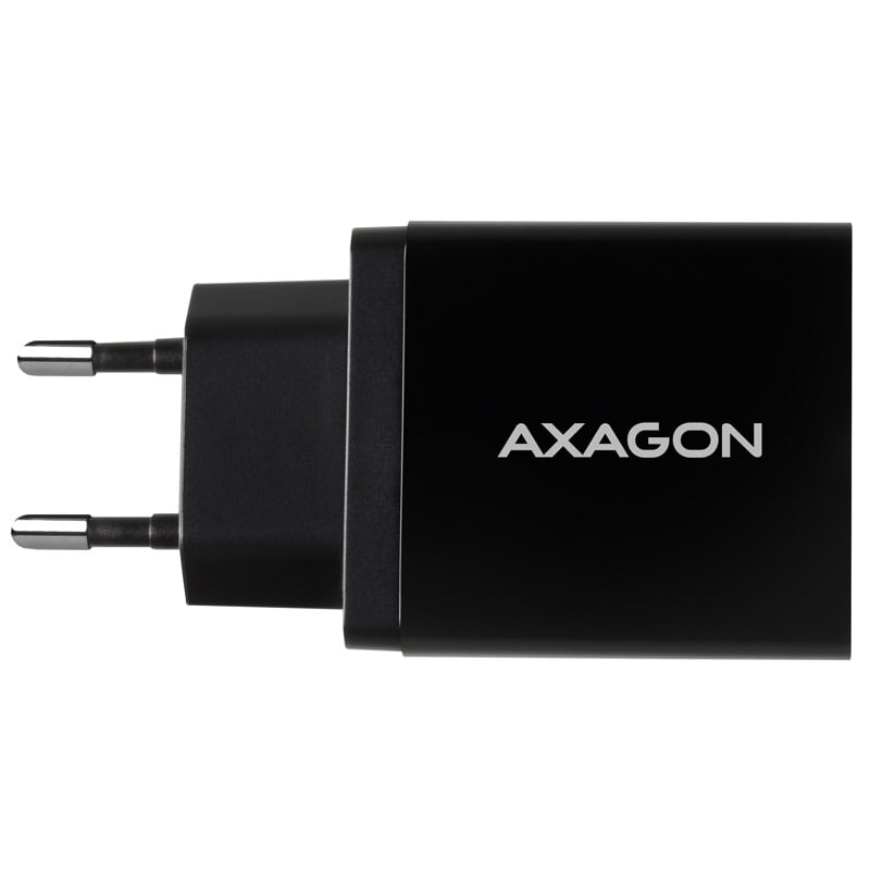 Hálózati töltő Axagon 1x USB-C és 1x USB-A, 22W PD3.0/QC3.0/AFC/Apple, fekete