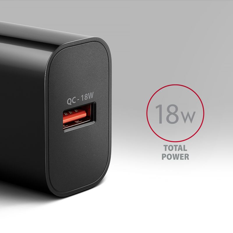 Hálózati töltő Axagon ACU-QC18 wall charger 1x QC3.0/AFC/FCP/SMART, 18W, fekete