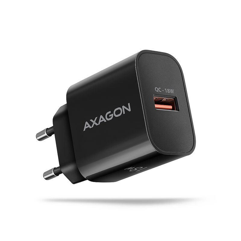 Hálózati töltő AxagonACU-QC18 wall charger 1x QC3.0/AFC/FCP/SMART, 18W, fekete