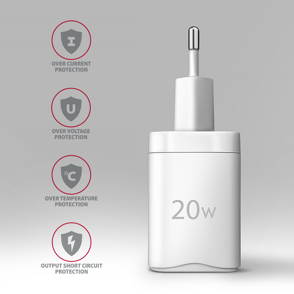 AXAGON ACU-PD20W PD3.0 & QC4+ Wall Charger 20W White