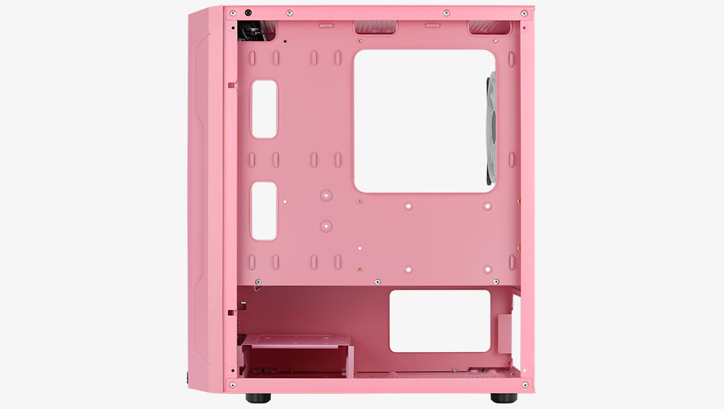 Aerocool Trinity Mini-Tower V3, Tempered Glass - pink