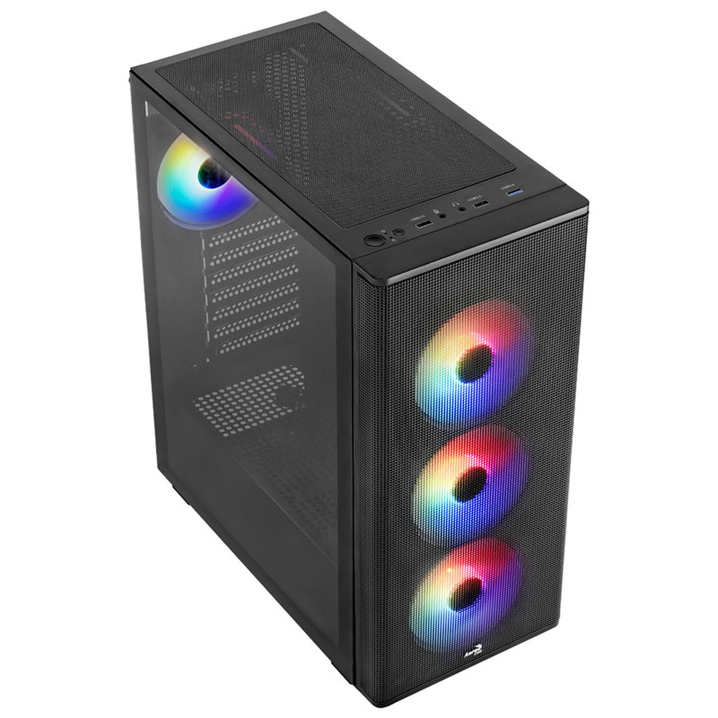 Aerocool Designer-G-BK-v1 FRGB Midi-Tower, Tempered Glass - black