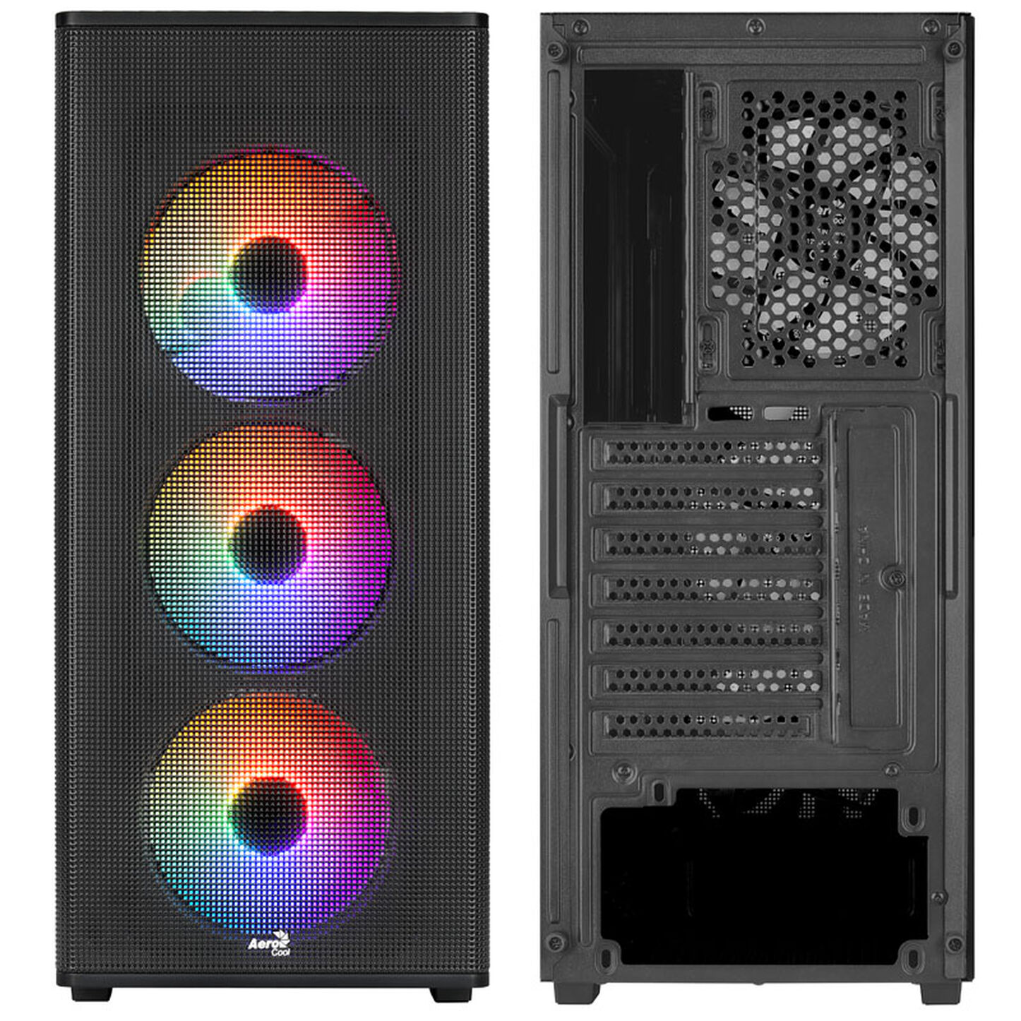 Aerocool Designer-G-BK-v1 FRGB Midi-Tower, Tempered Glass - black