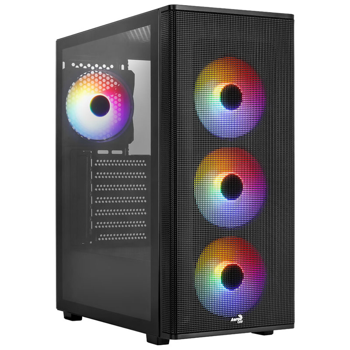 Aerocool Designer-G-BK-v1 FRGB Midi-Tower, Tempered Glass - black