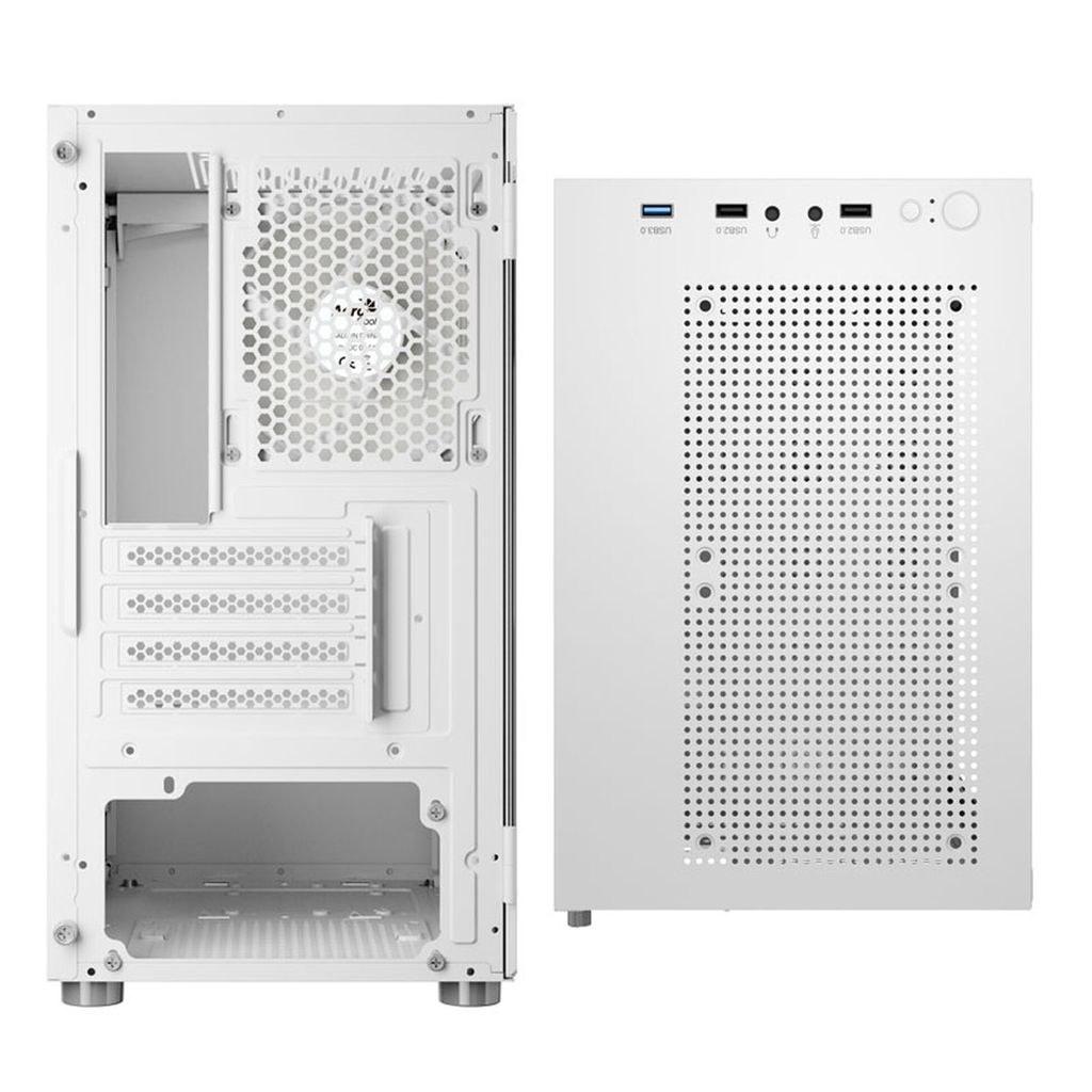 Aerocool CS-111-G-BK-v1 Mini-Tower, Tempered Glass - white