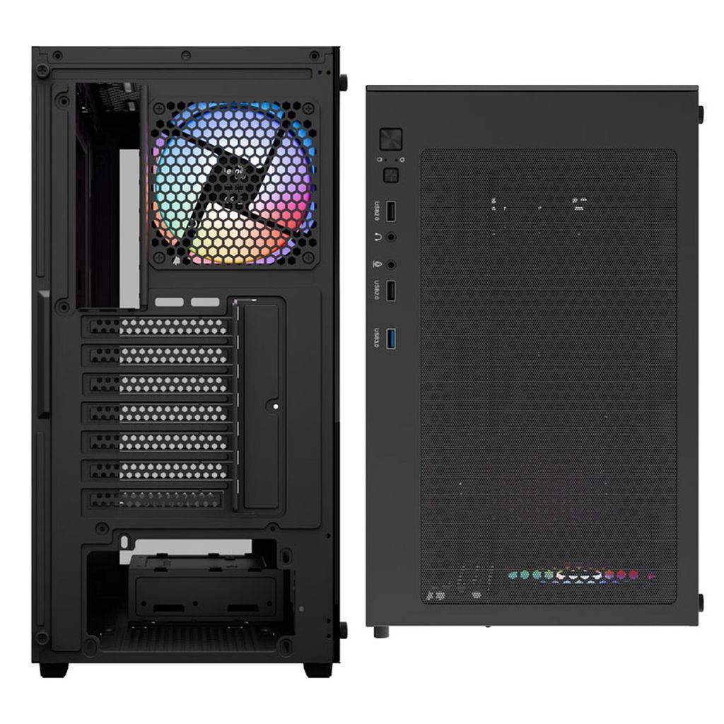 Aerocool Pivot-G-BK-v2 Midi-Tower, Tempered Glass - black