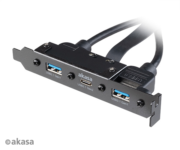 Számítógépház kiegészítő Akasa hátlapi kivezetés 1x USB3.1 TypeC + 2x USB3.1 Type A
