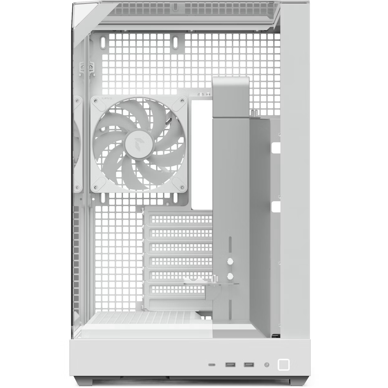 APNX V2 számítógépház, 3 oldal edzett üveg, 4x FP3-140 ARGB PWM ventilátor, Fehér