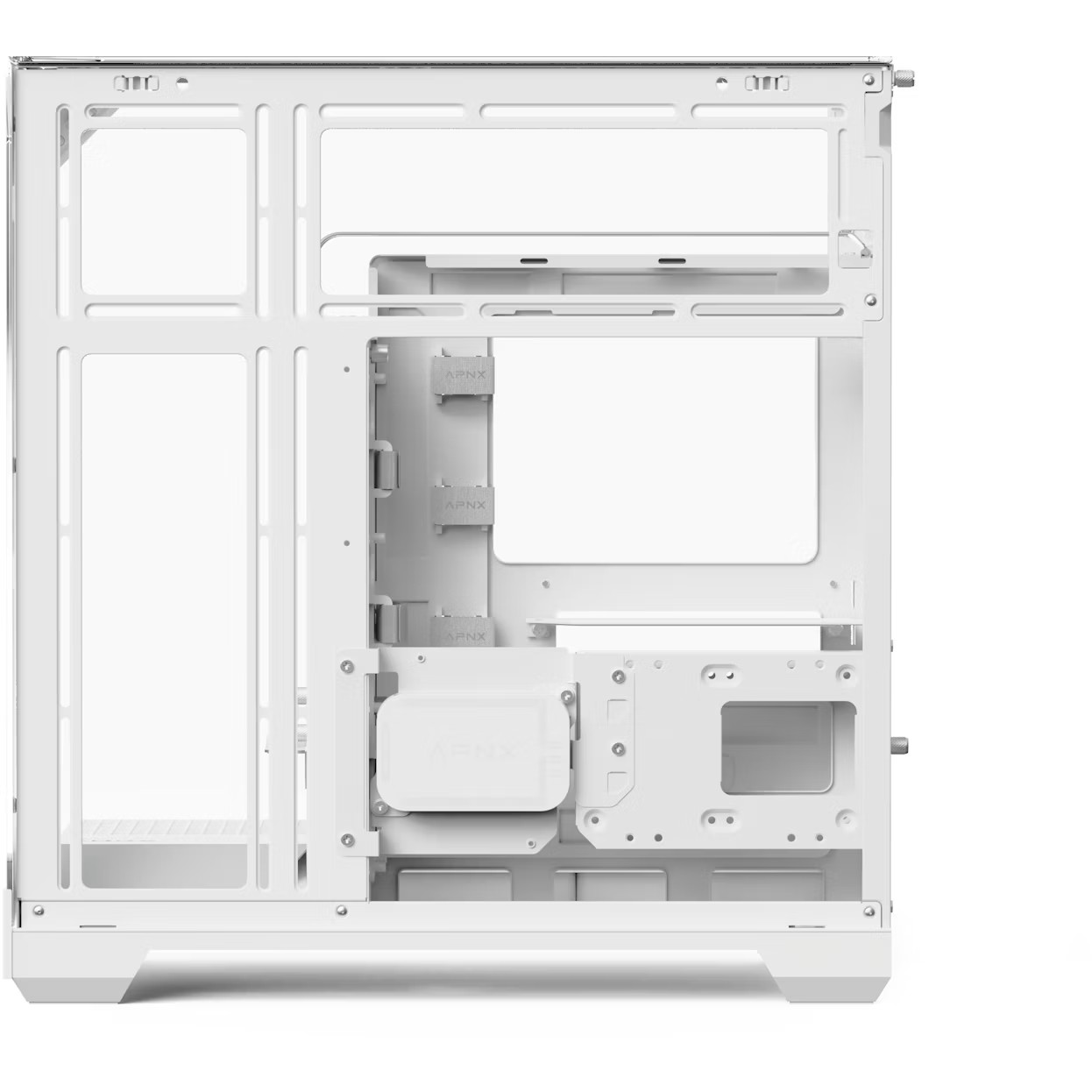 APNX V2 számítógépház, 3 oldal edzett üveg, 4x FP3-140 ARGB PWM ventilátor, Fehér