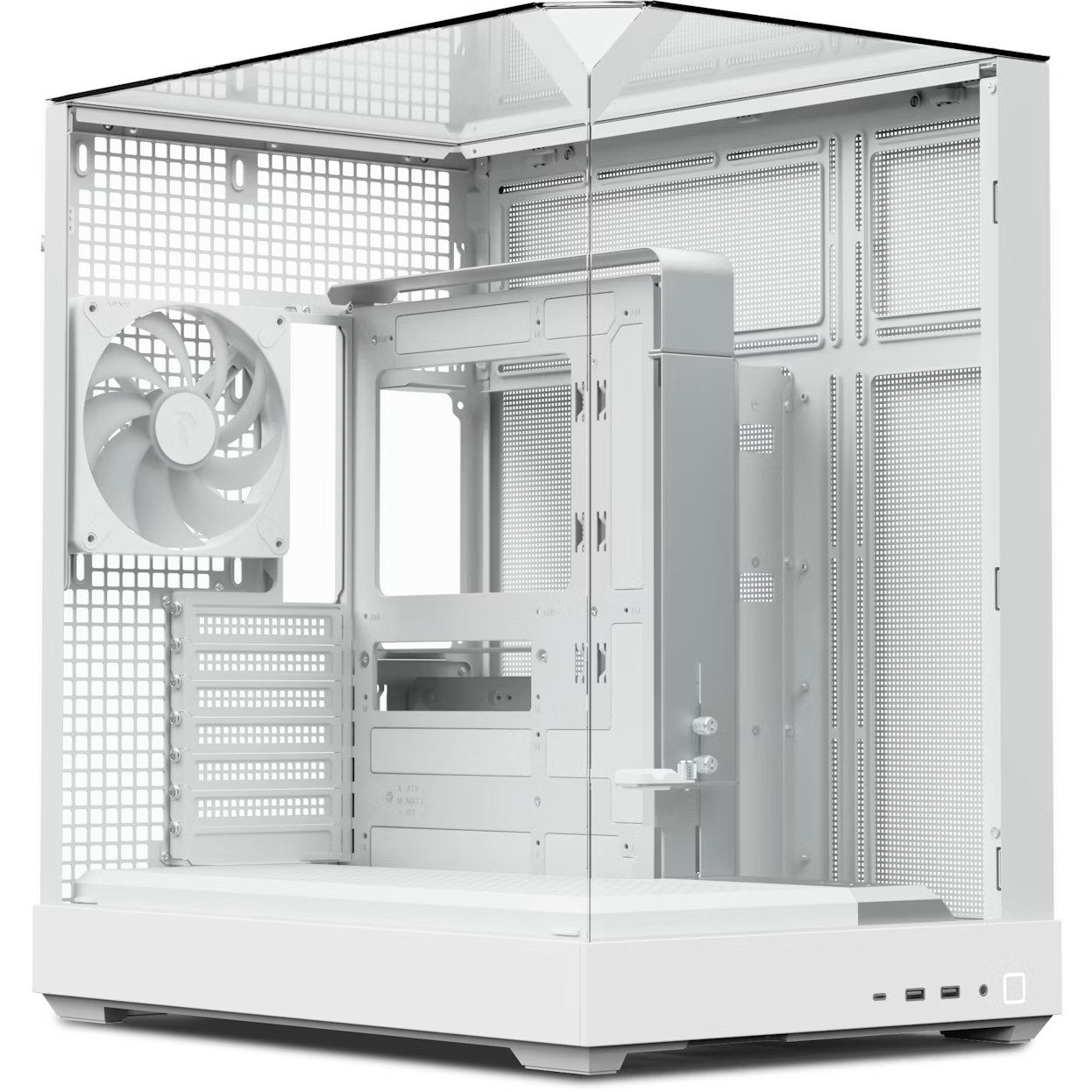 APNX V2 számítógépház, 3 oldal edzett üveg, 4x FP3-140 ARGB PWM ventilátor, Fehér
