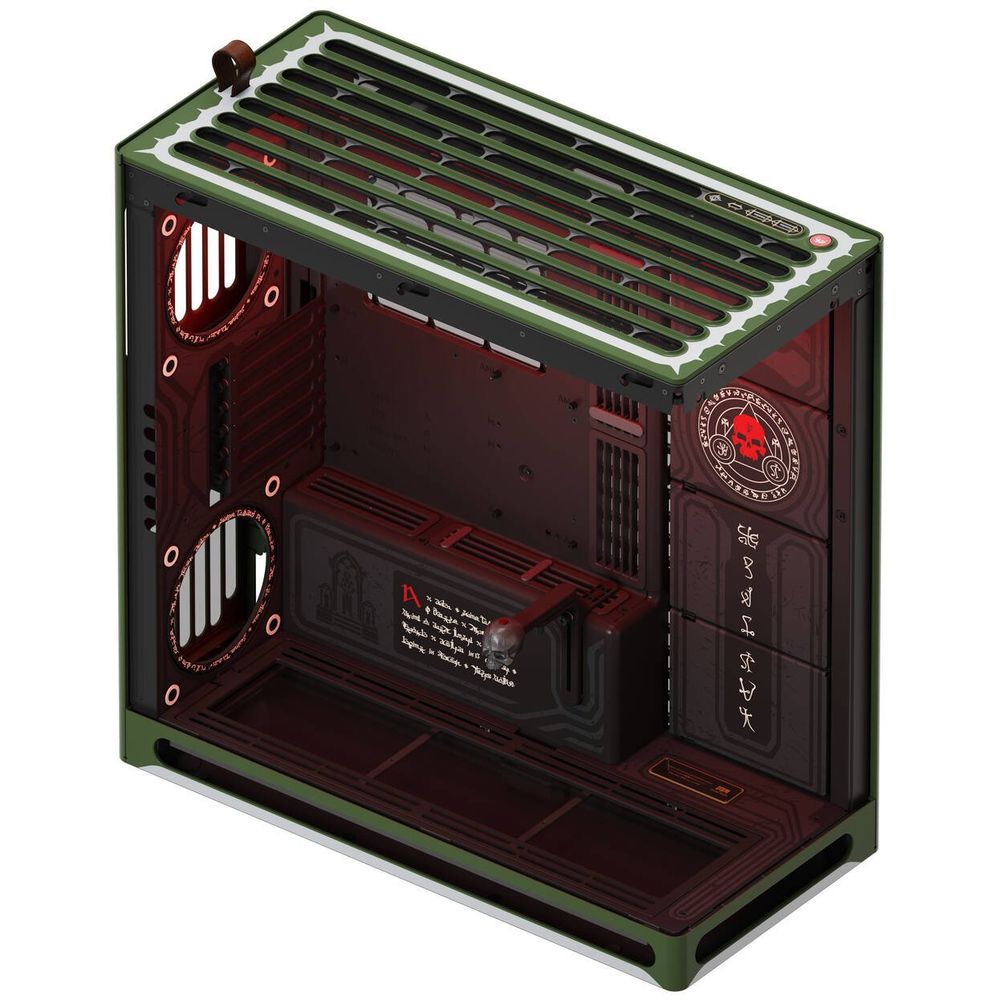 Számítógépház HAVN HS 420 DOOM The Dark Ages Edition, ívelt edzett üveg