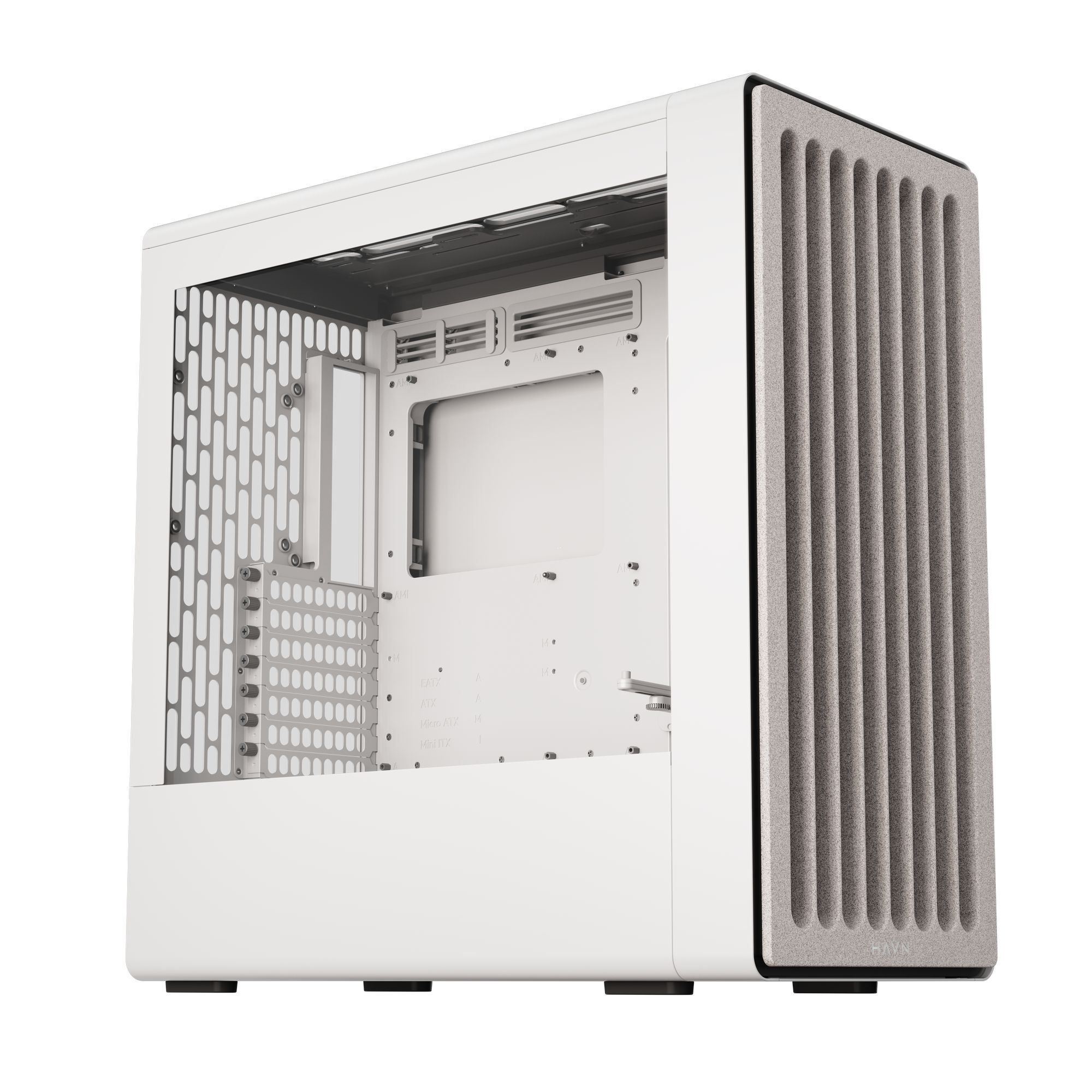 HAVN BF 360 PC Case, Midi-Tower, E-ATX, Tempered Glass - White