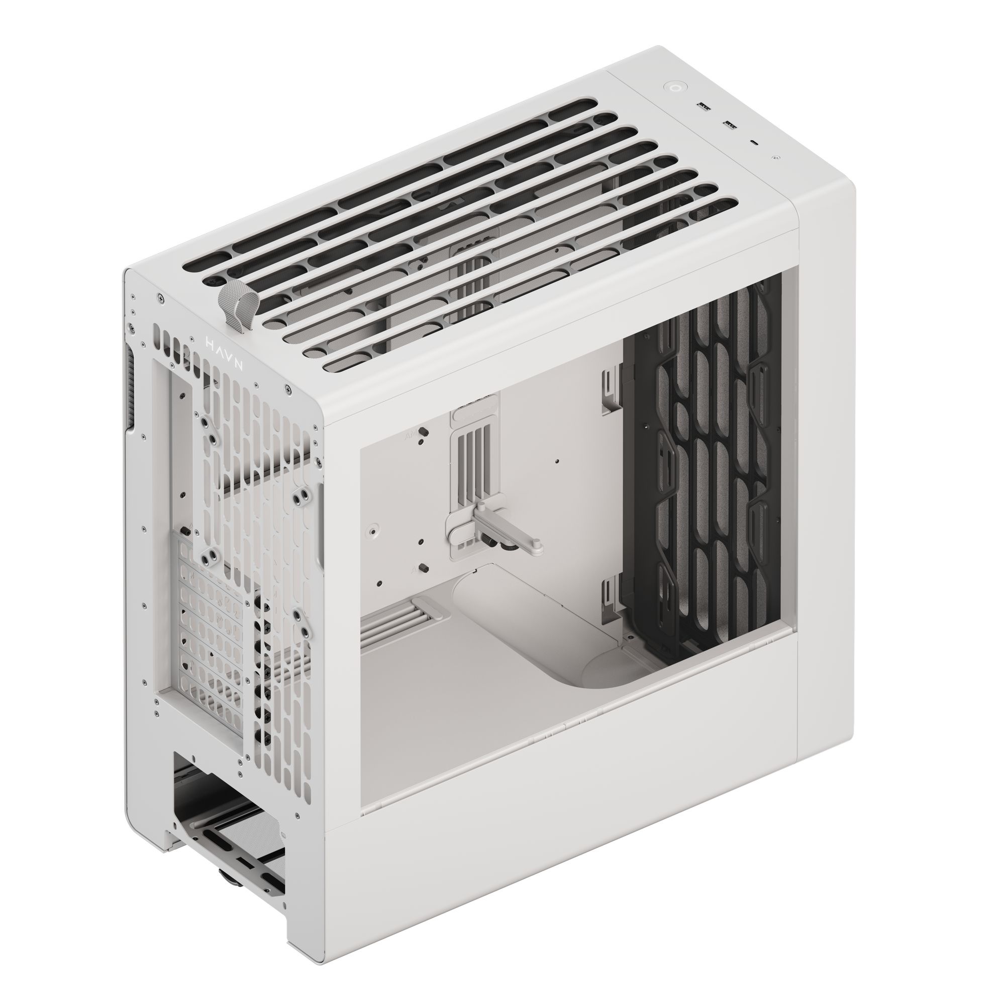 HAVN BF 360 PC Case, Midi-Tower, E-ATX, Tempered Glass - White