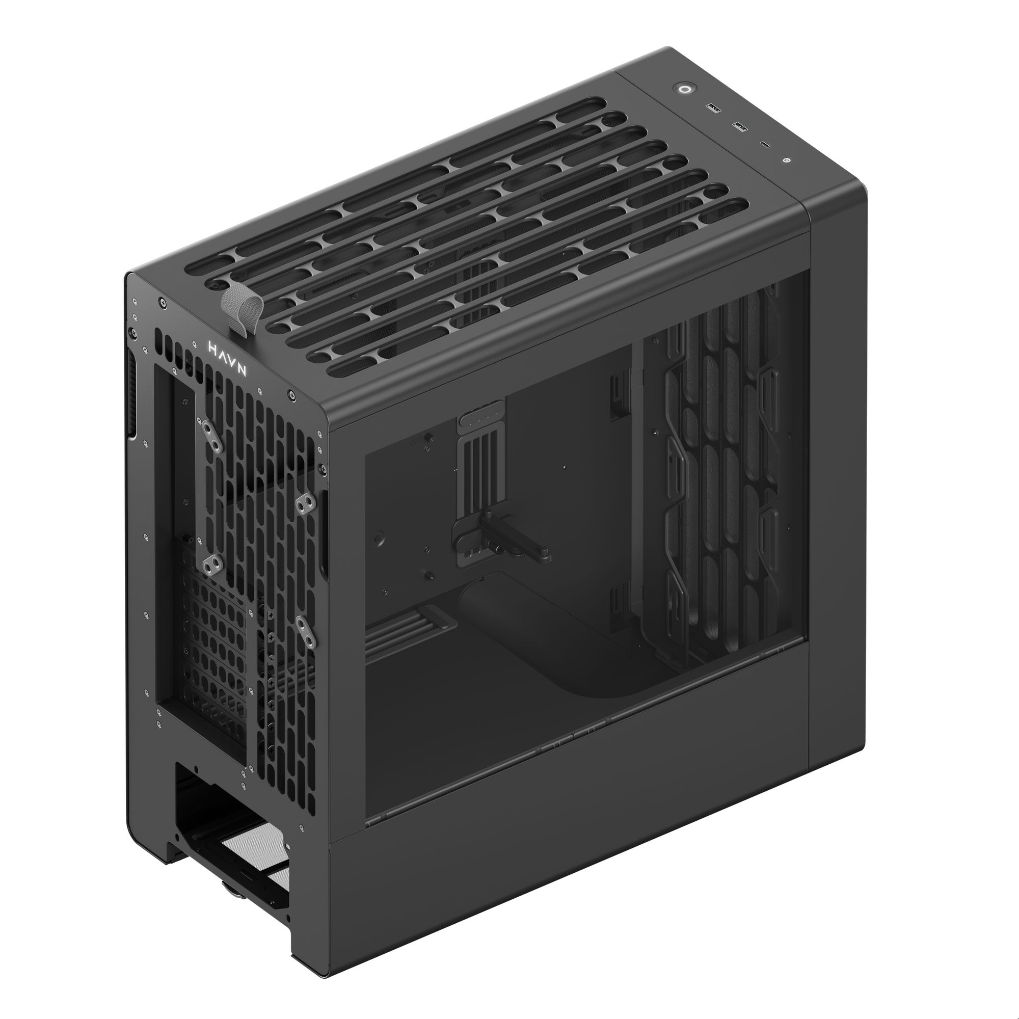 HAVN BF 360 PC Case, Midi-Tower, E-ATX, Tempered Glass - Black