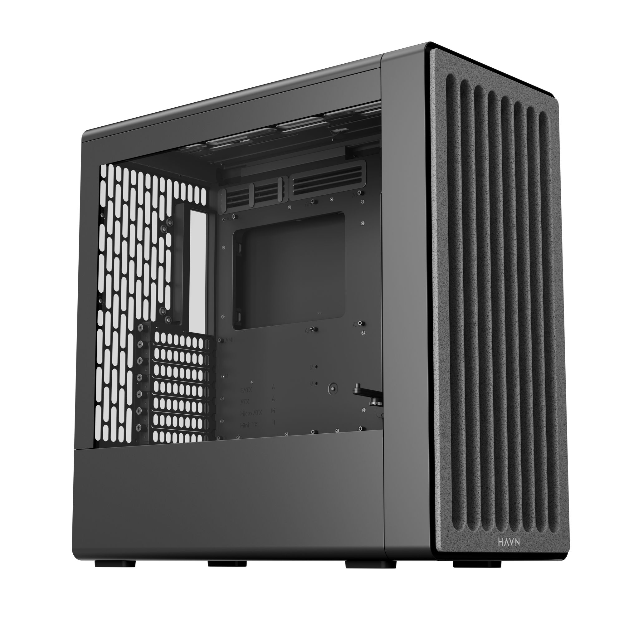 HAVN BF 360 PC Case, Midi-Tower, E-ATX, Tempered Glass - Black