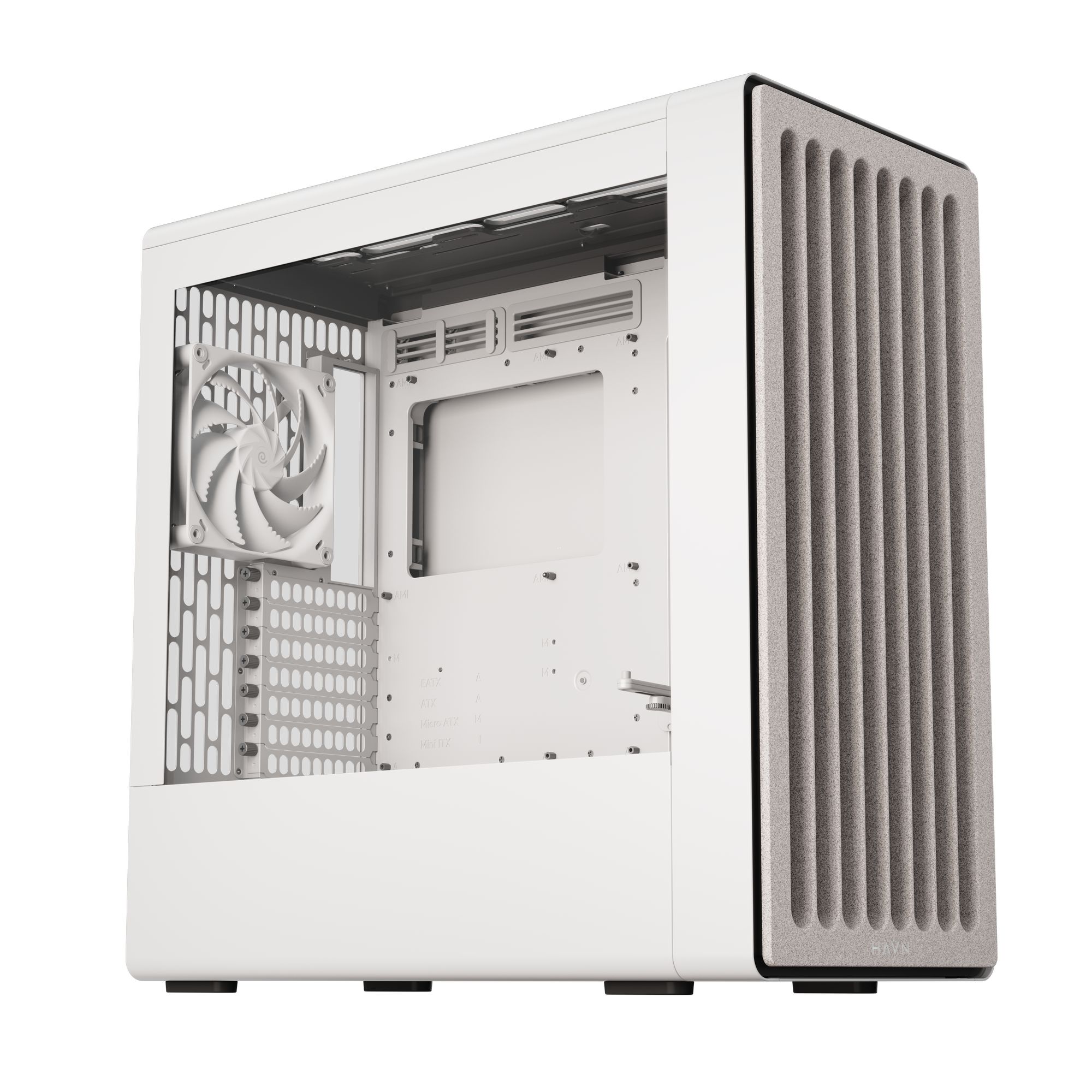 HAVN BF 360 Flow PC Case, Midi-Tower, E-ATX, Tempered Glass - White