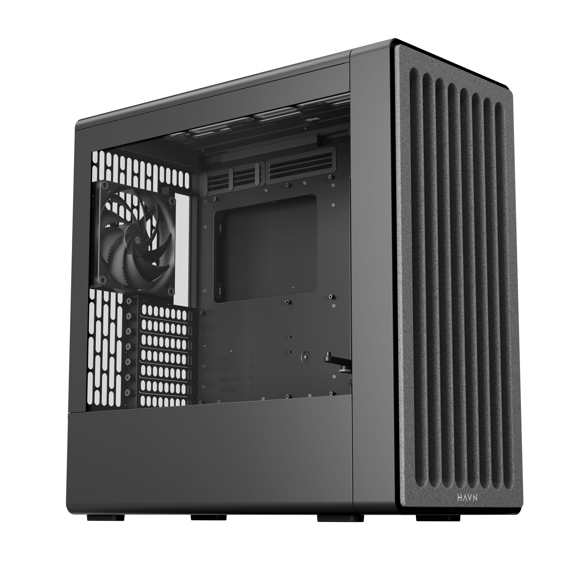HAVN BF 360 Flow PC Case, Midi-Tower, E-ATX, Tempered Glass - Black