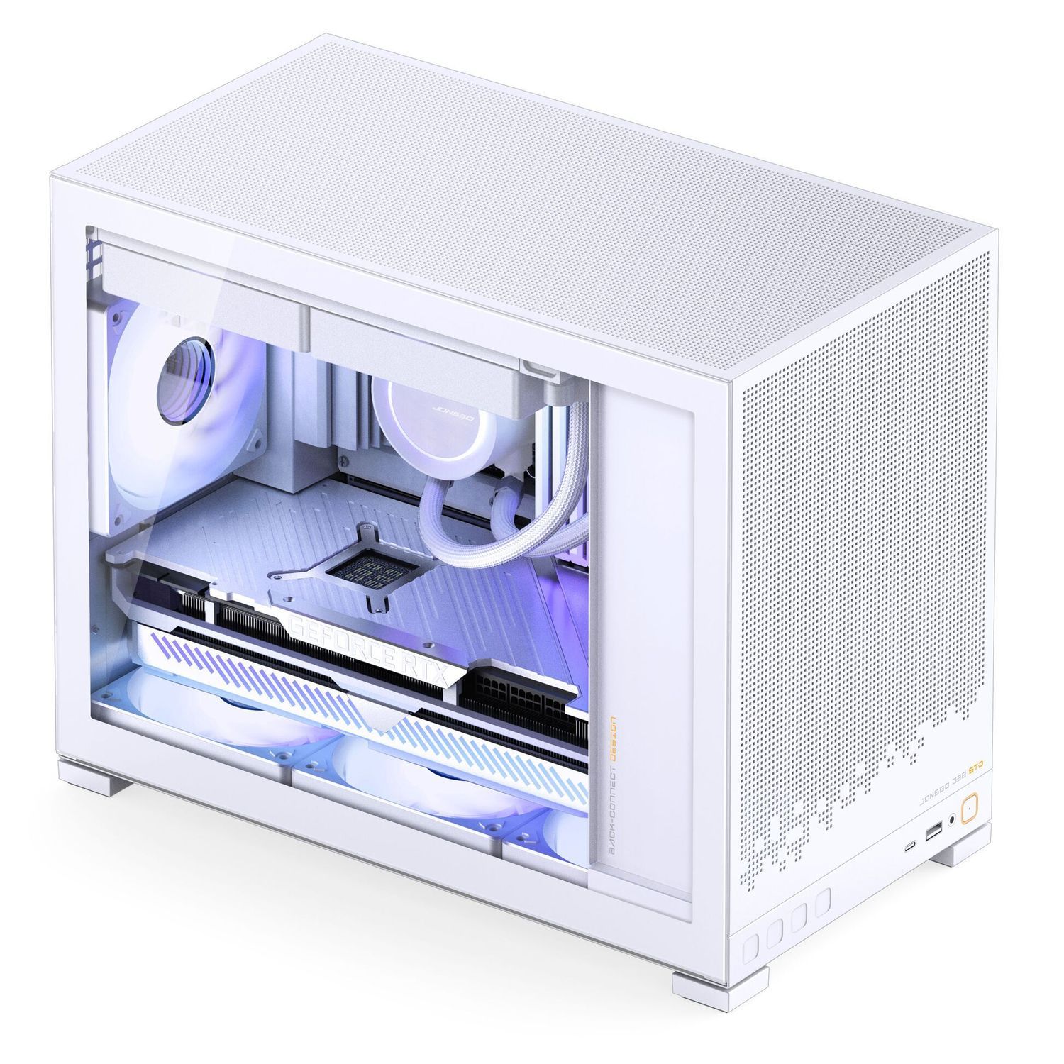 Számítógépház Jonsbo D32 STD Fehér PC ház, Mini ház, mATX Edzett üveg - Fehér