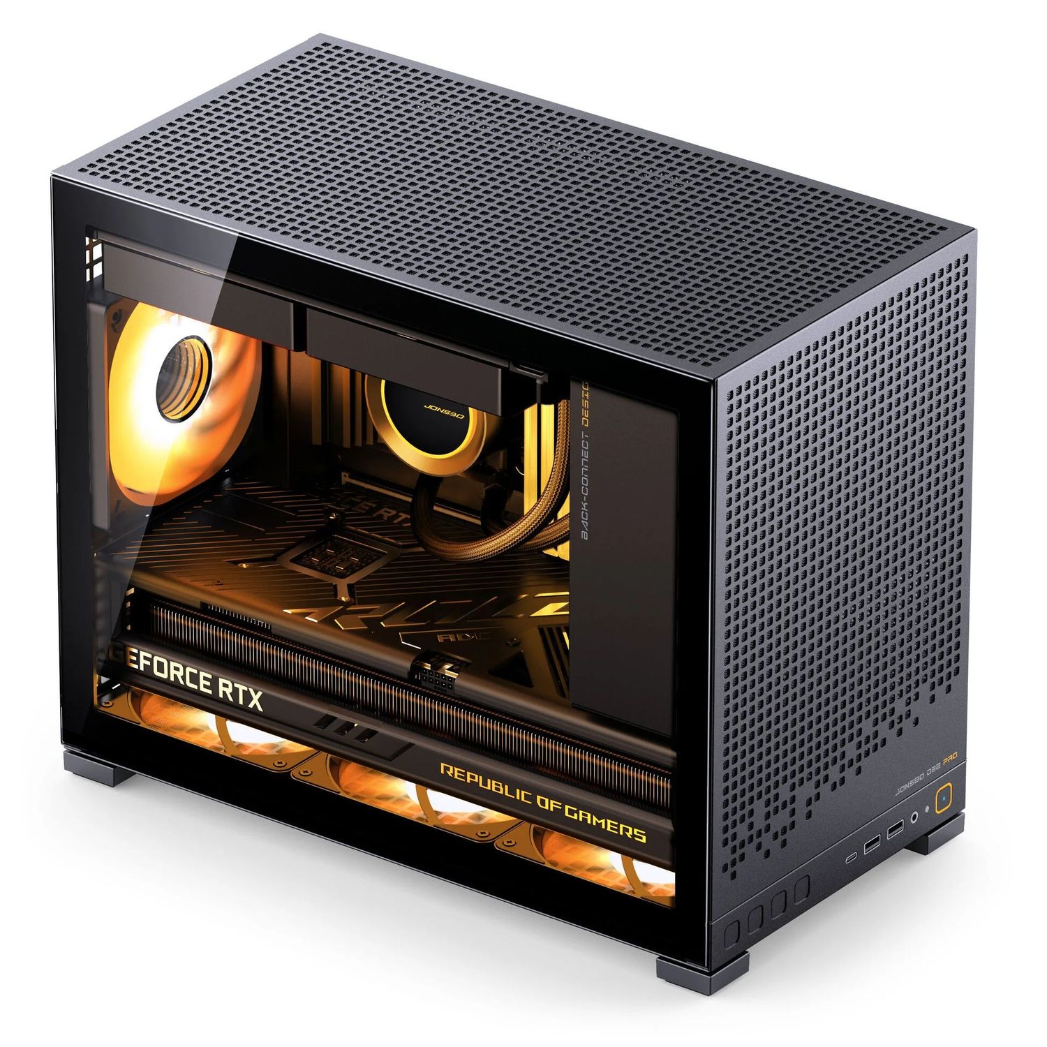 Számítógépház Jonsbo D32 PRO Fekete PC Ház, Mini Ház, mATX, Edzett Üveg - Fekete