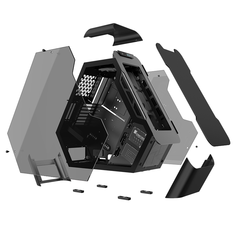 Számítógépház Jonsbo TR03-A Showcase ATX Fekete Edzett üveg