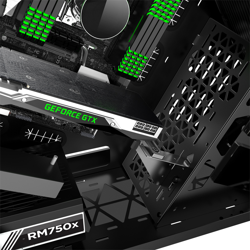 Számítógépház Jonsbo TR03-G Showcase ATX Fekete Edzett üveg