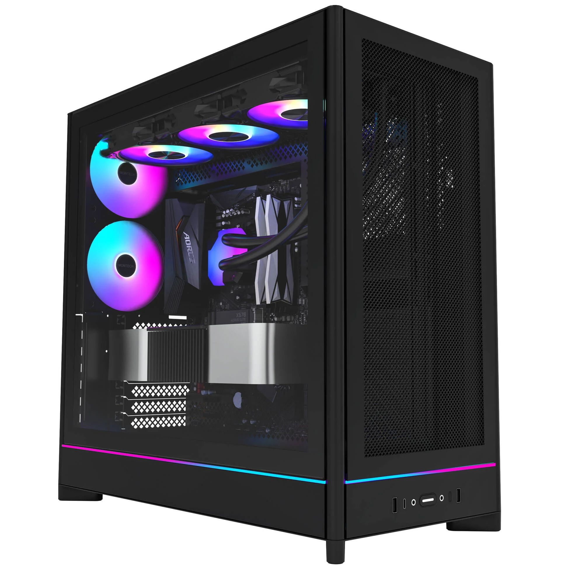 Montech HS01 PRO PC case, midi tower, ATX, aRGB, tempered glass - black