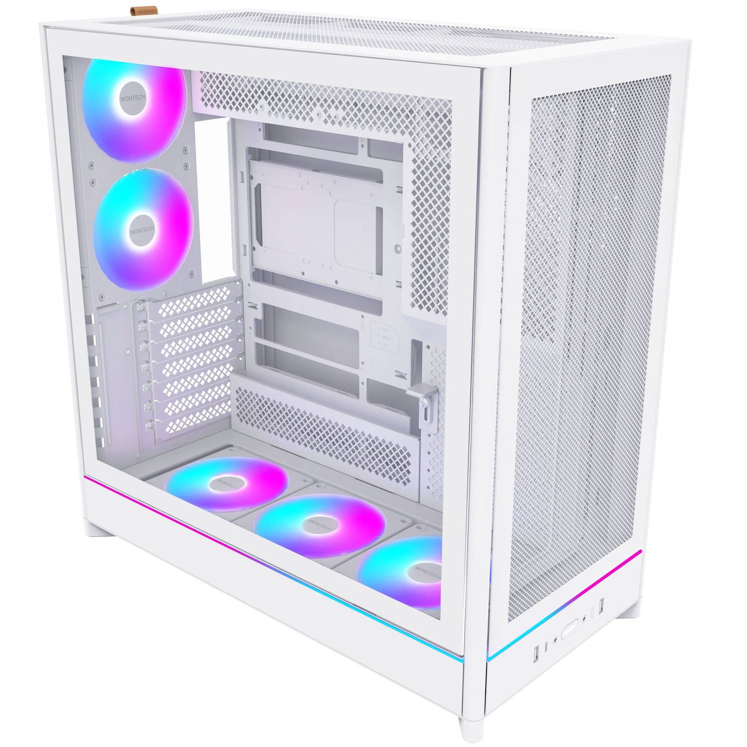 Montech HS01 PRO PC case, midi tower, ATX, aRGB, tempered glass - white