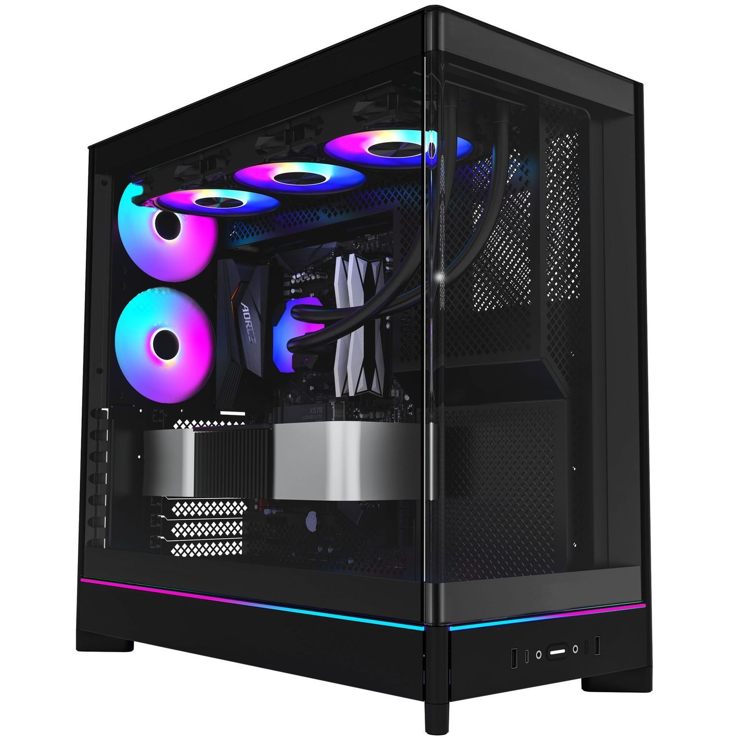 Montech HS02 PC Case, Midi Tower, ATX, Tempered Glass, ARGB - Black