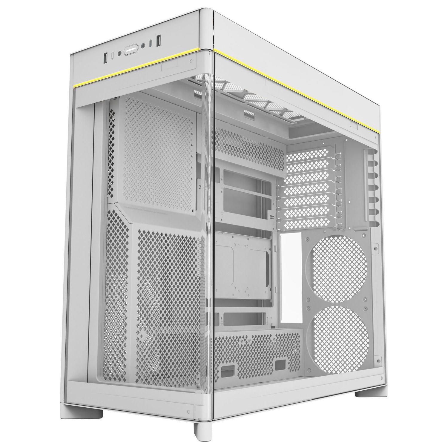 Montech HS02 PC Case, Midi Tower, ATX, Tempered Glass, ARGB - White