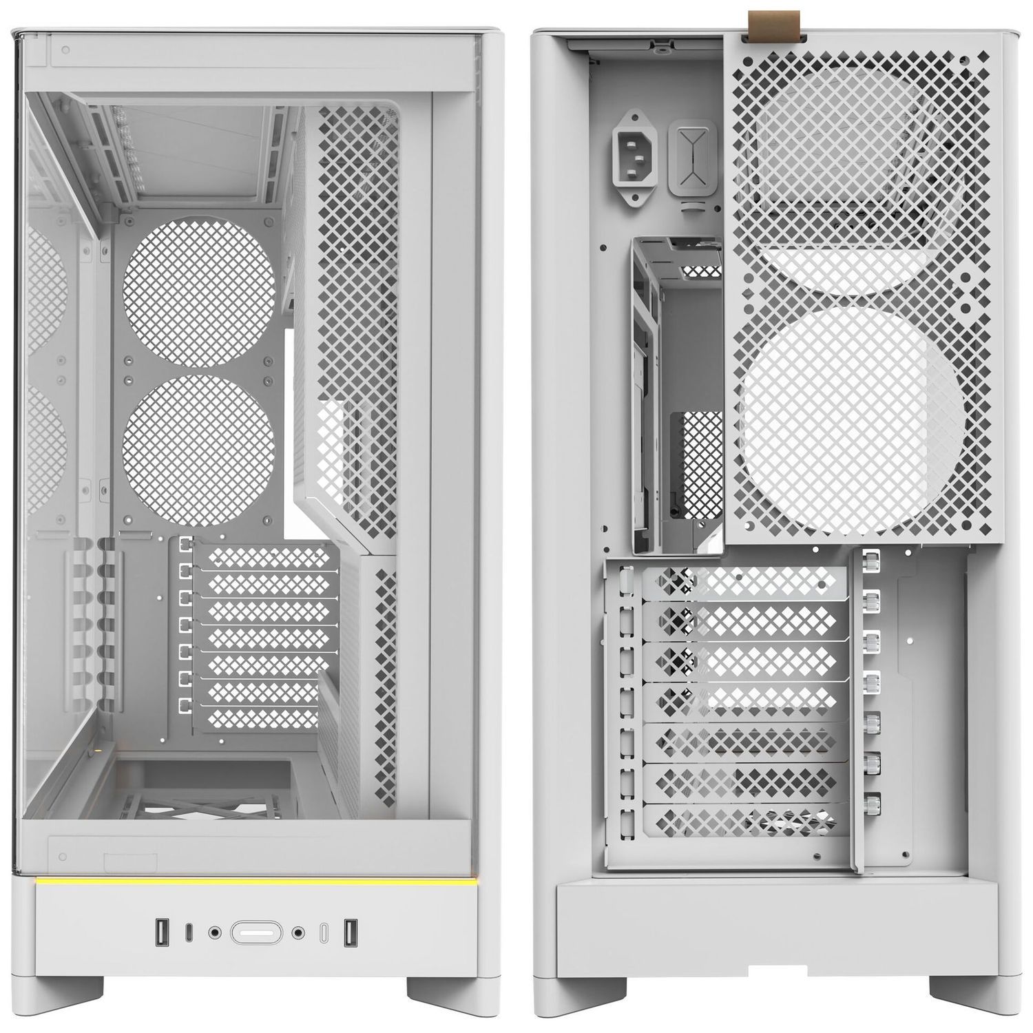 Montech HS02 PC Case, Midi Tower, ATX, Tempered Glass, ARGB - White
