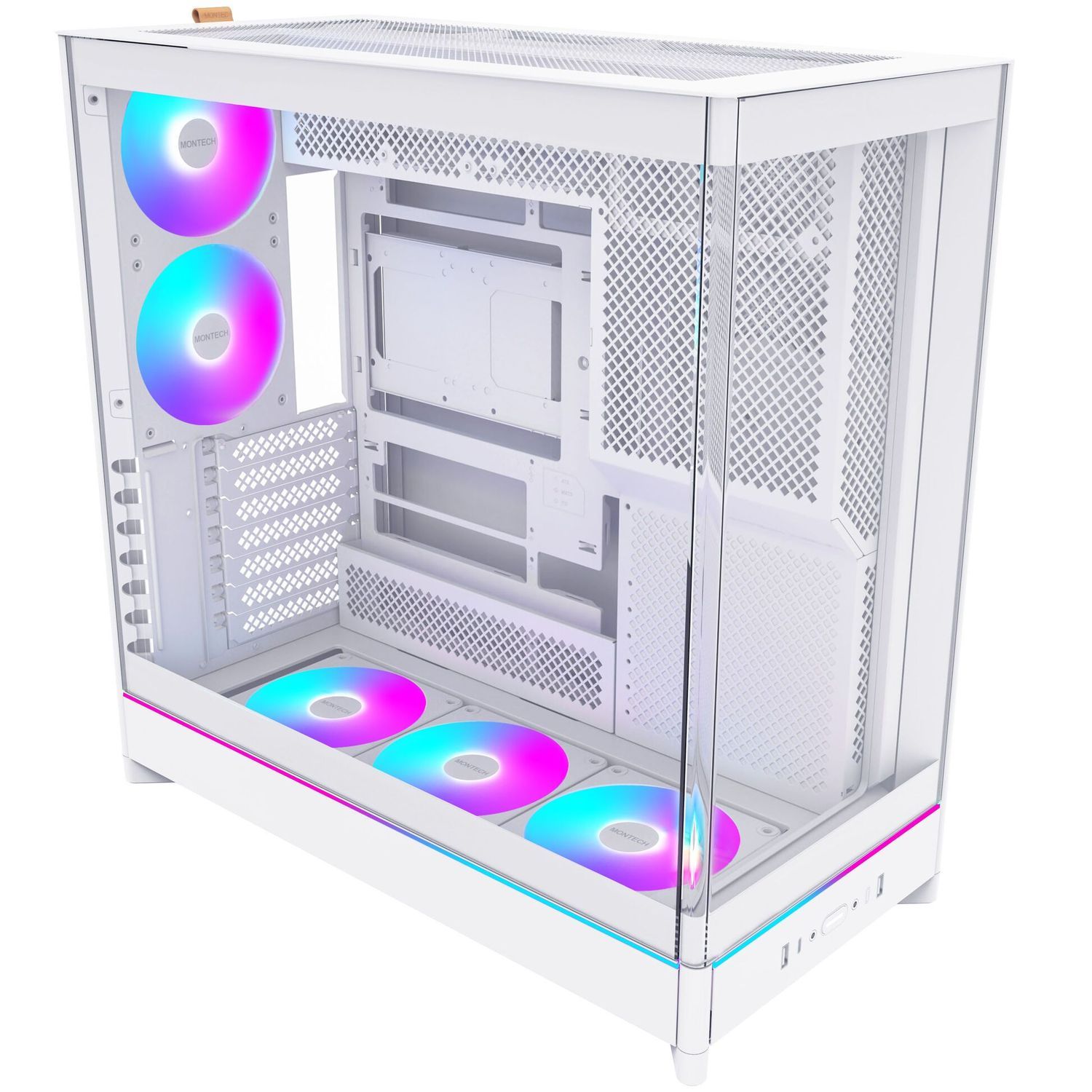 Montech HS02 PRO PC Case, Midi Tower, ATX, Tempered Glass, ARGB - White