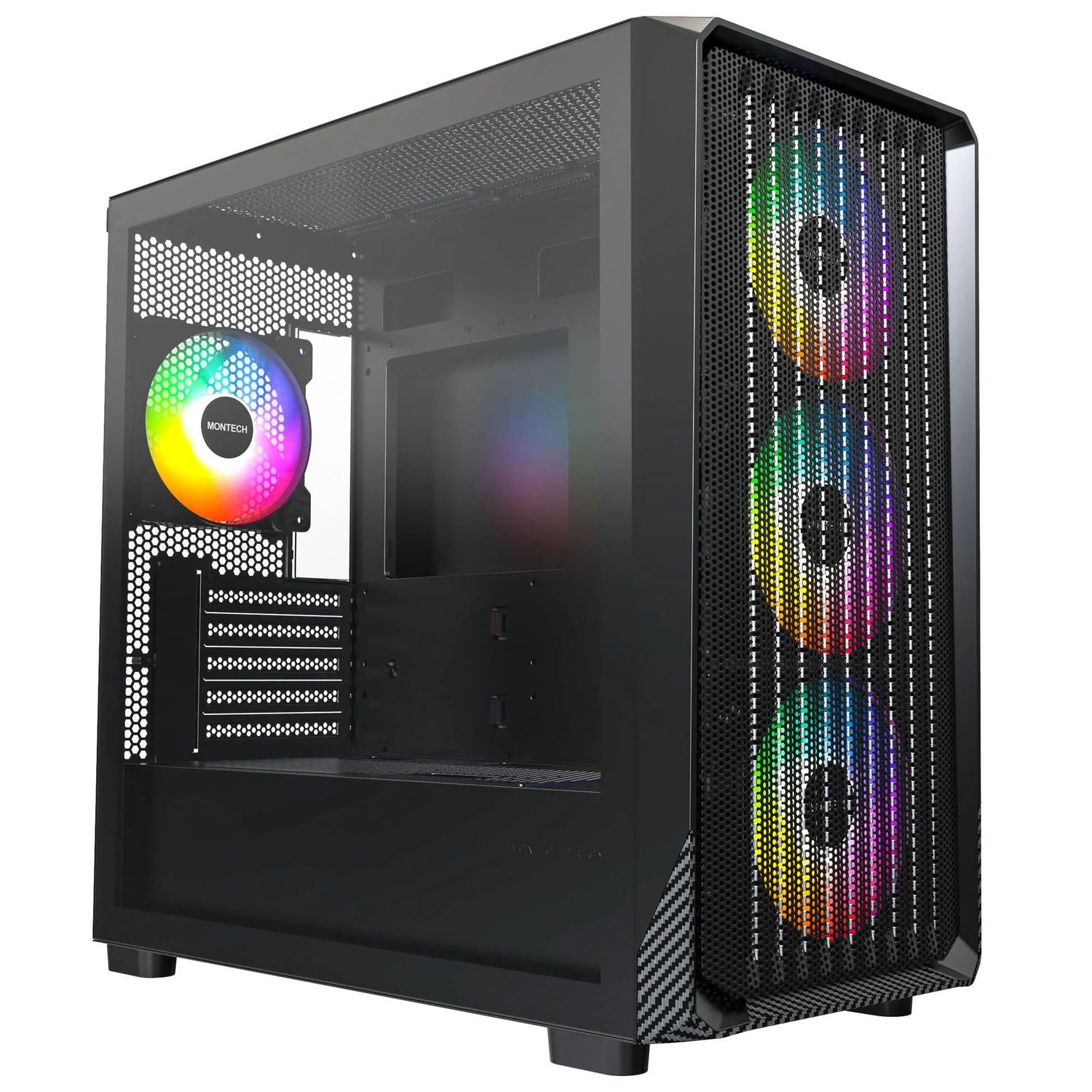 Montech X5M PC Case, Midi-Tower, Micro-ATX, ARGB, Tempered Glass, Black