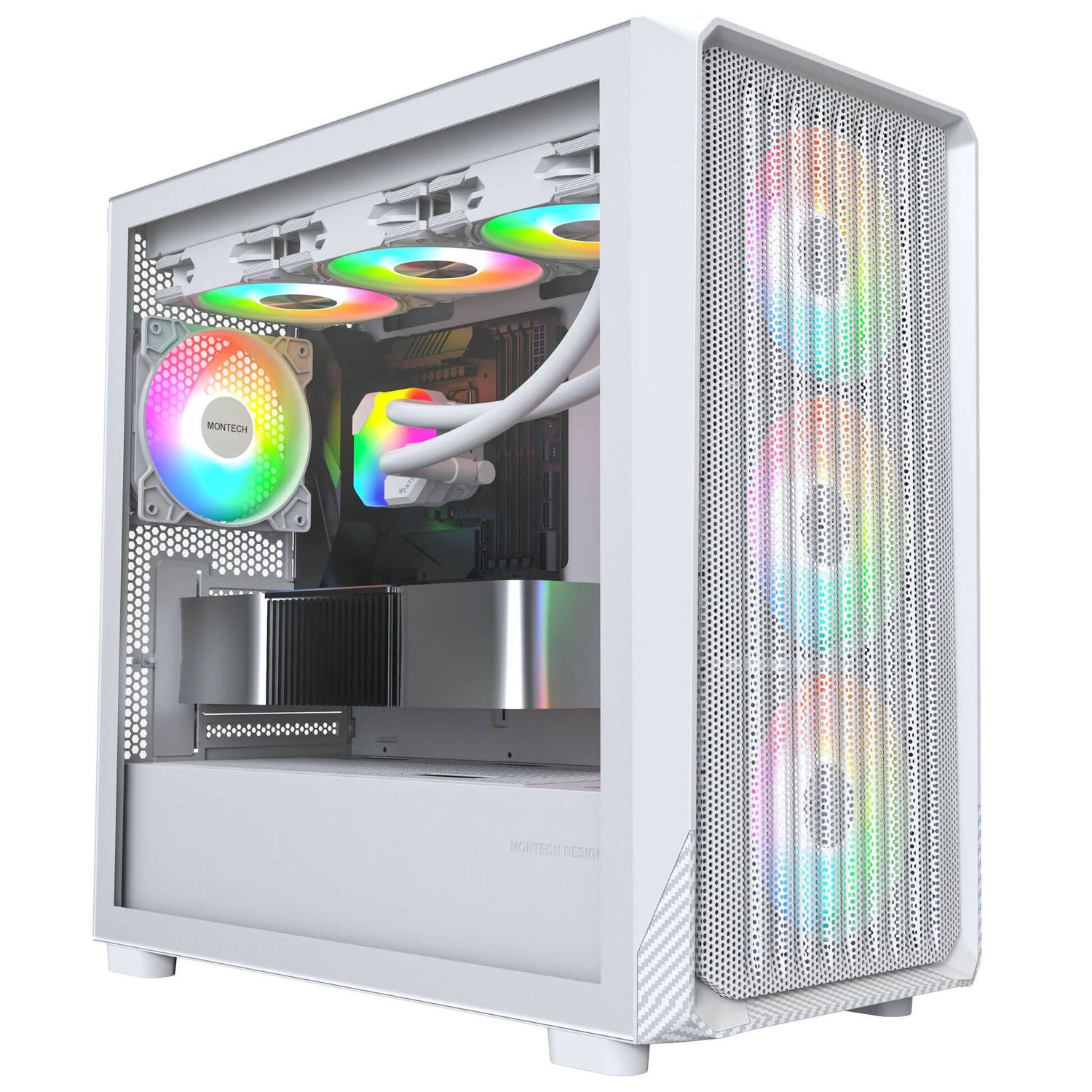 Montech X5M PC Case, Midi-Tower, Micro-ATX, ARGB, Tempered Glass, White