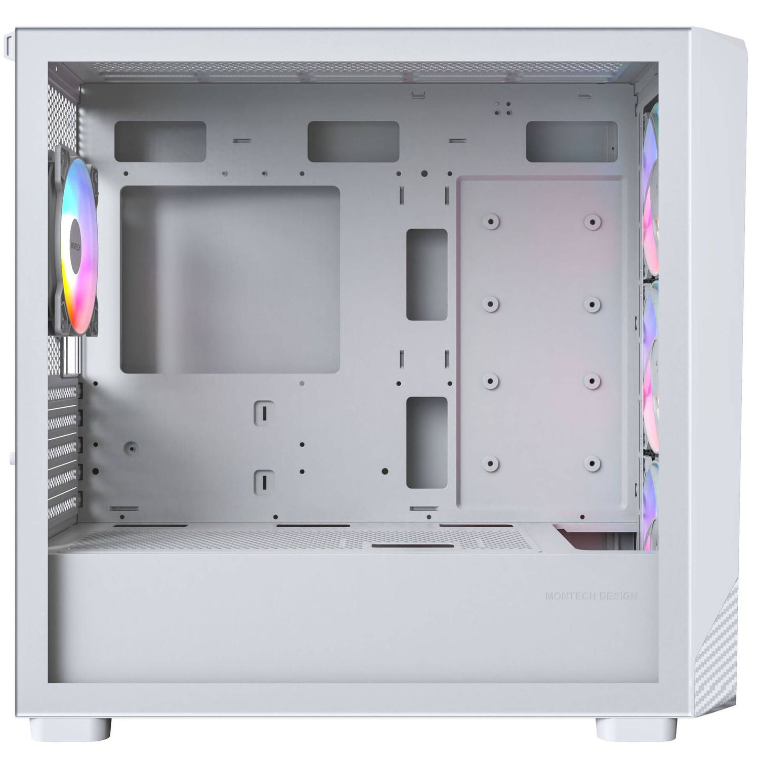 Montech X5M PC Case, Midi-Tower, Micro-ATX, ARGB, Tempered Glass, White