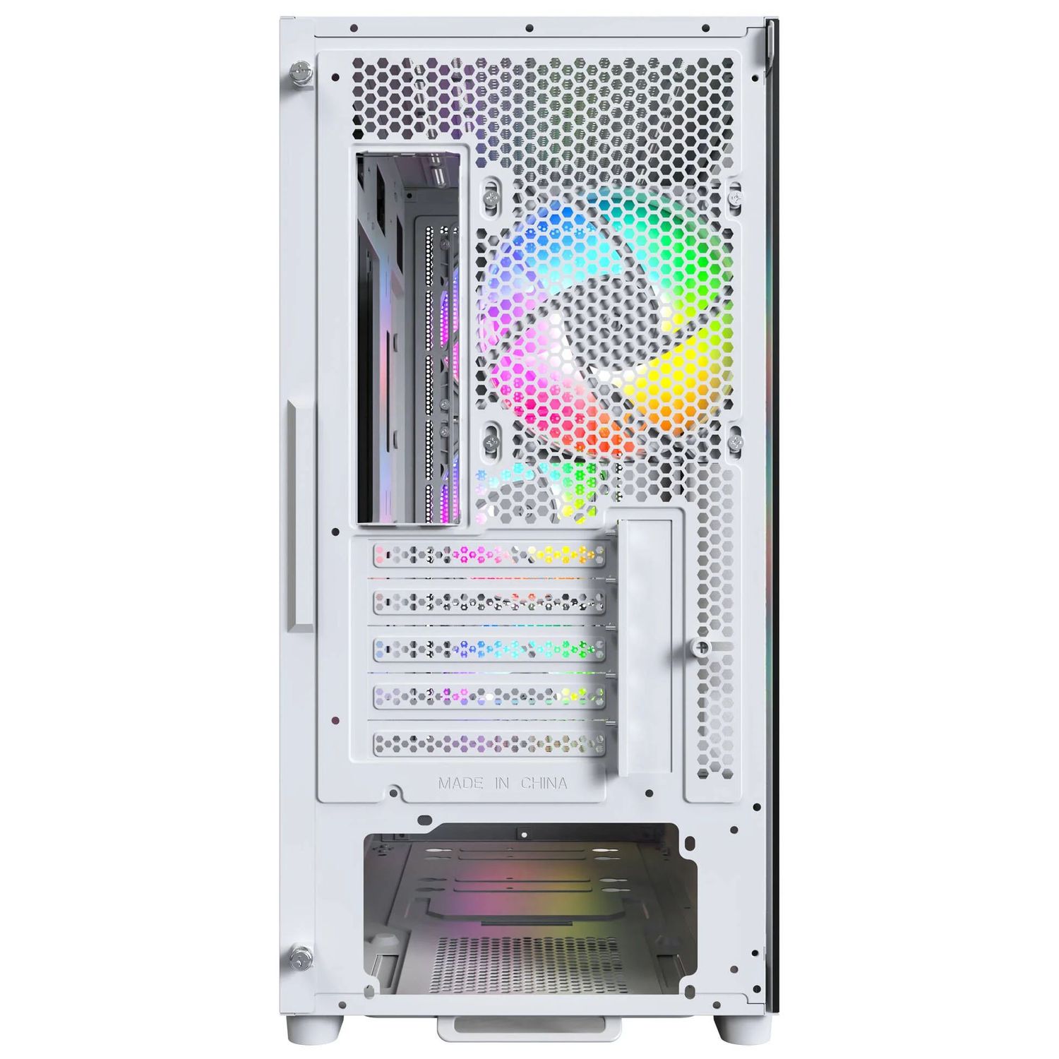 Montech X5M PC Case, Midi-Tower, Micro-ATX, ARGB, Tempered Glass, White