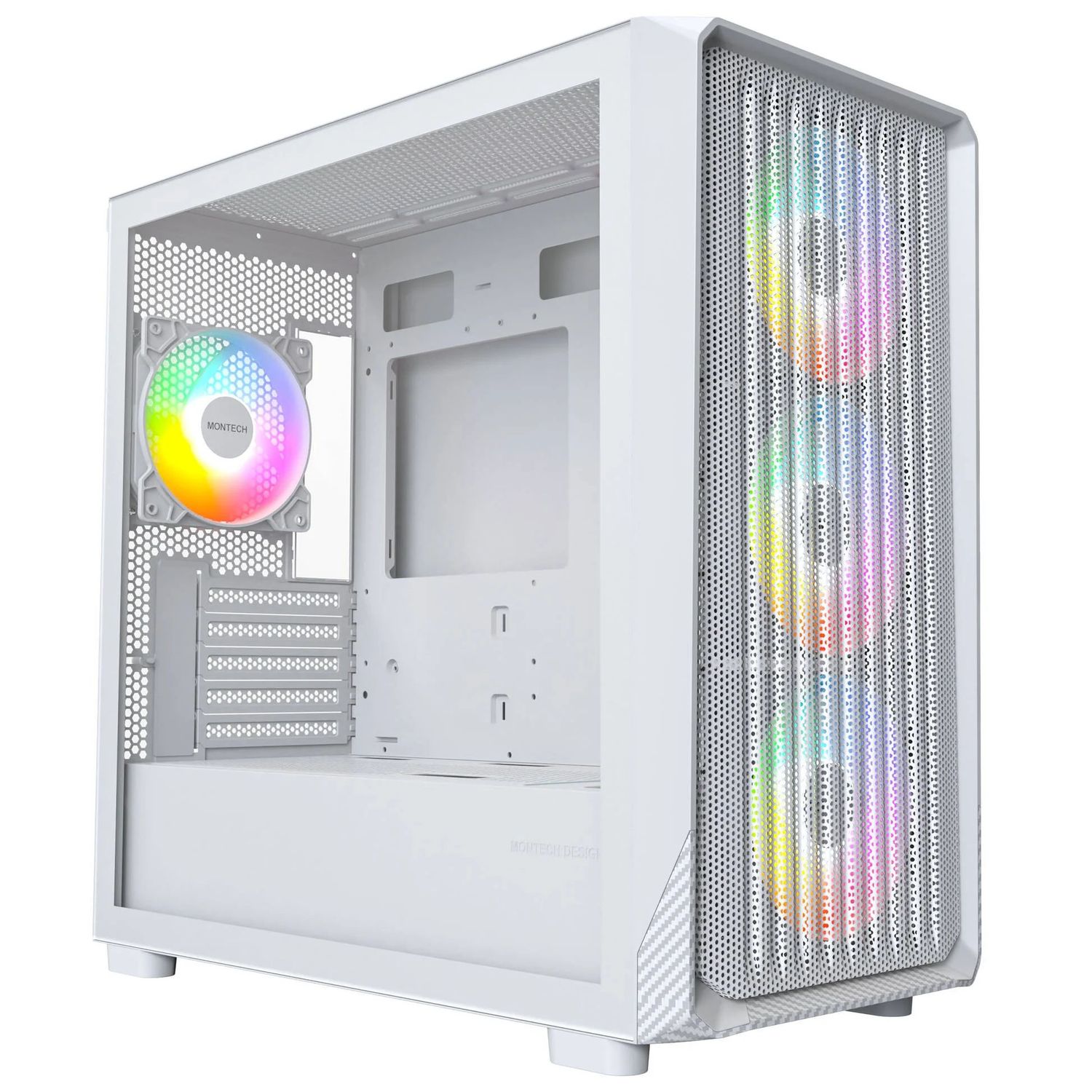 Montech X5M PC Case, Midi-Tower, Micro-ATX, ARGB, Tempered Glass, White