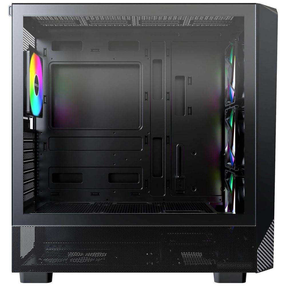 Montech X5 PC Case, Midi-Tower, Micro-ATX, ARGB, Tempered Glass, Black